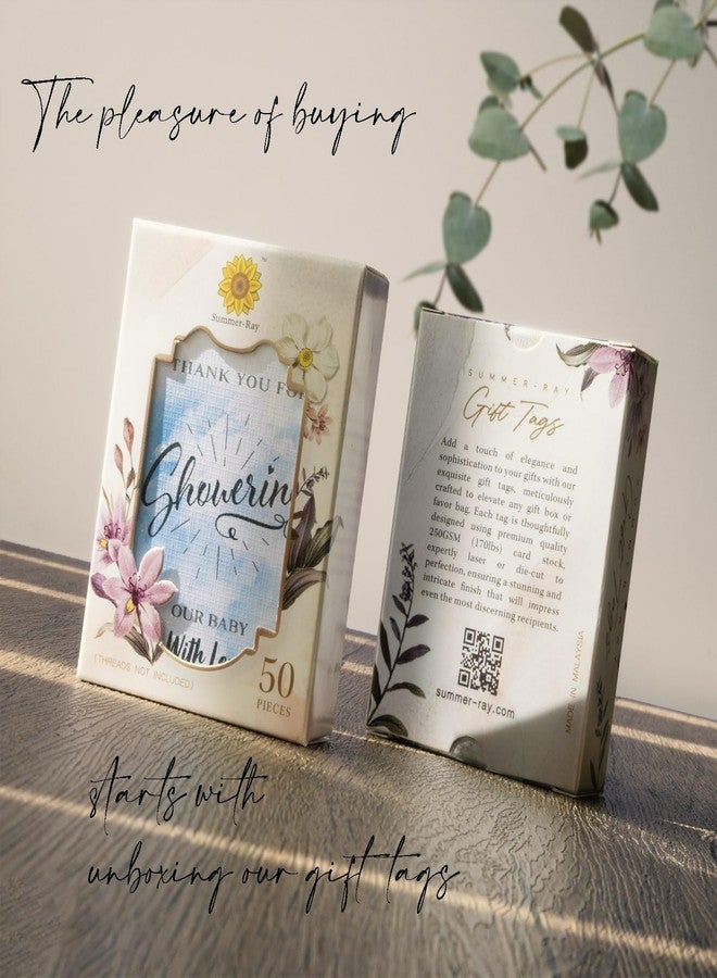 Summer-Ray.com Summer-Ray 50pcs Water Color Thank You for Showering Our Baby with Love Baby Shower Favor Tags (Blue) - Image 5